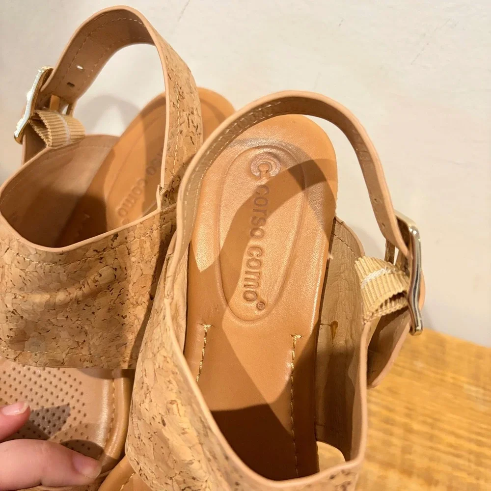 Corso Como Fairen Platform Wedge Natural Cork Sandal CC-FAIREN 7.5M slingback